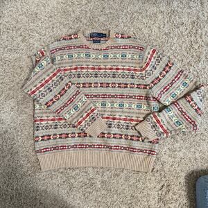 Polo Ralph Lauren Mens Fair Isle Cashmere Vintage Sweater